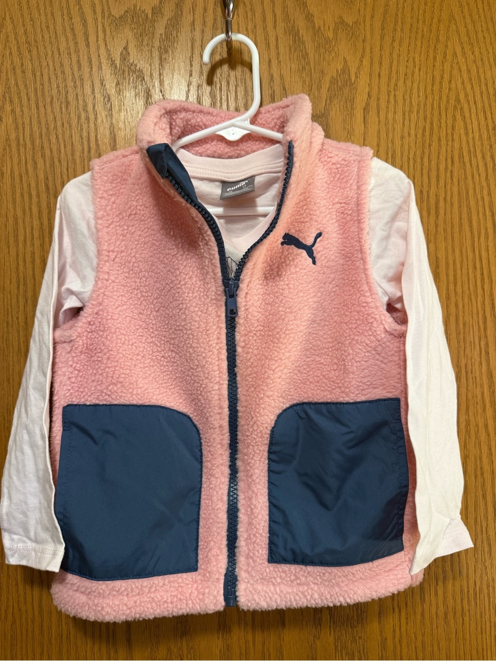 2- piece Puma Girls 3T Pink Fleece Vest with long sleeve shirt